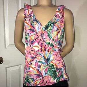 Violet & Claire Pineapple Print Wrap Top